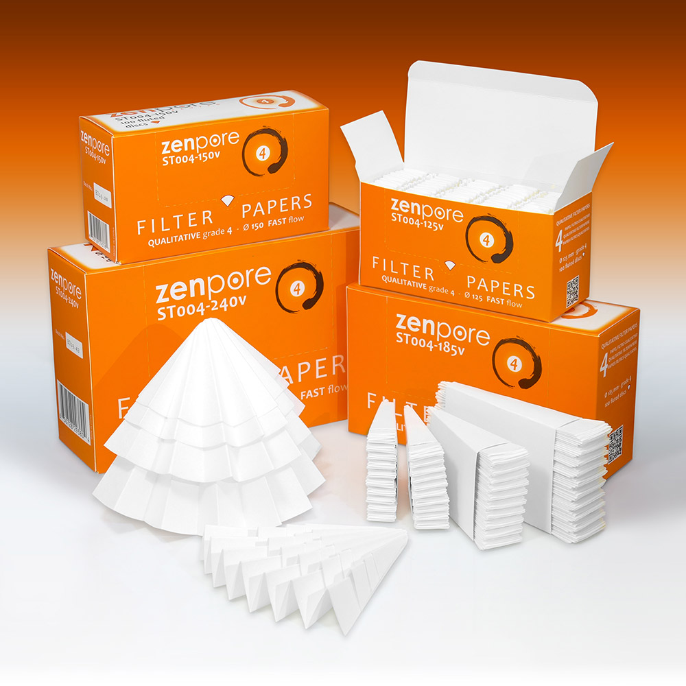 18.5 cm Quadrant-Folded Filter Paper Pre-Folded Qualitative Grade 1 ZENPORE Medium Flow 50 Discs Cones 