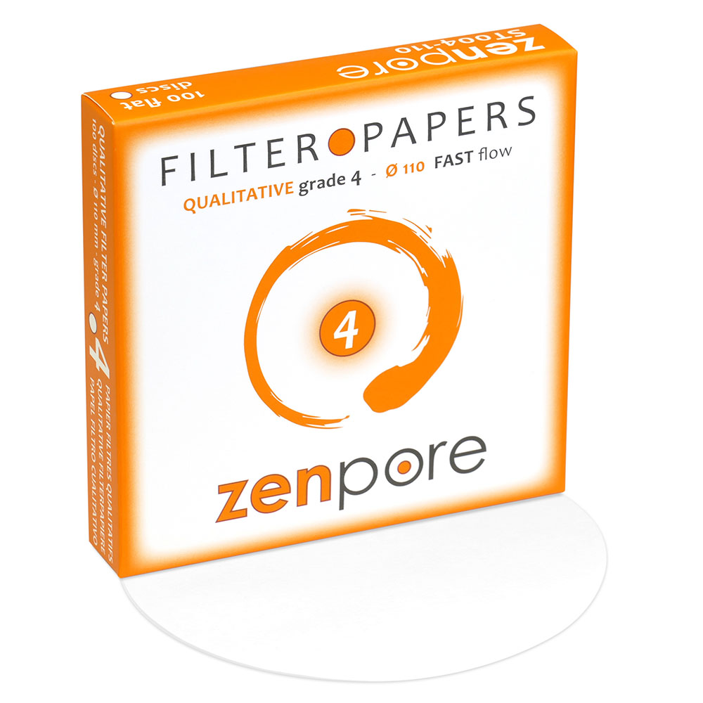 Pre-Pleated Qualitative Grade 4 100 Discs - 185 mm ZENPORE Fast Flow 18.5 cm Fluted Filter Paper Folded 
